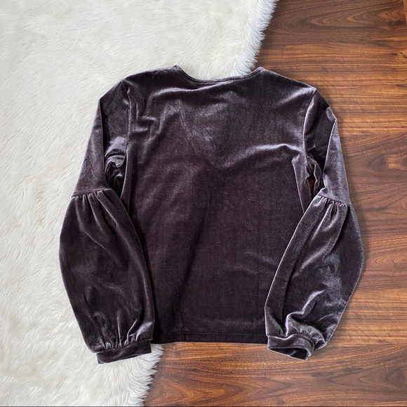 Madewell Velvet Bubble-Sleeve Top Mauve - Picture 4 of 8